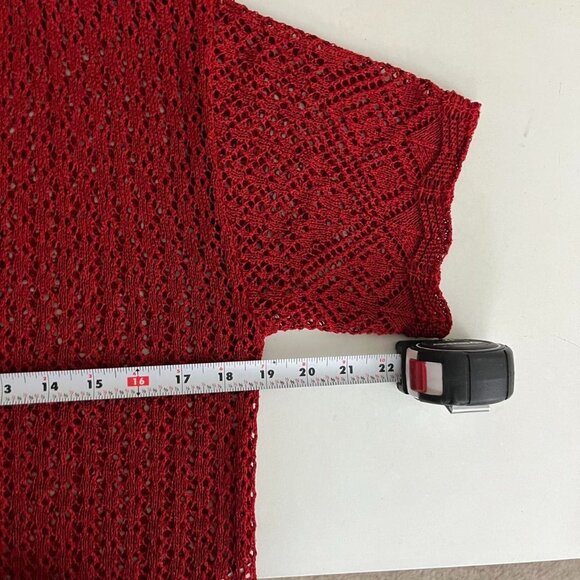 vintage 90s red girly downtown it girl netted short sleeve cardigan - Picture 6 of 8